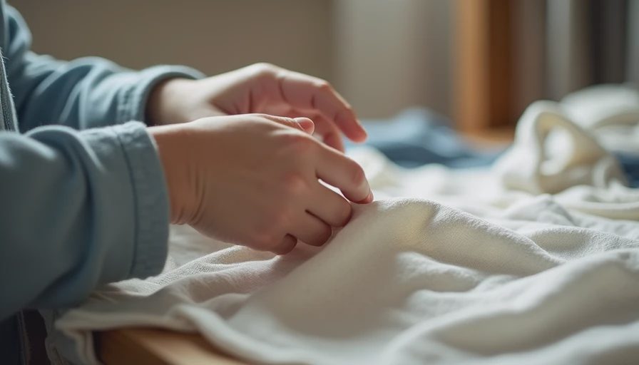 Examining quality and fabric details while shopping for children's clothes