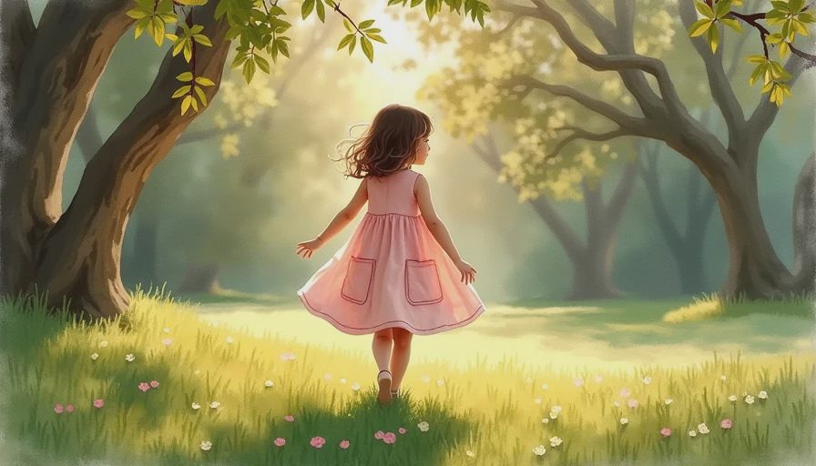 A Watercolor Sketch of Iris, Age 8, in the Dress She Refused to Take Off