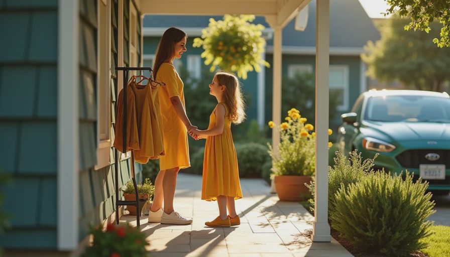 Visual context for mother daughter matching outfits