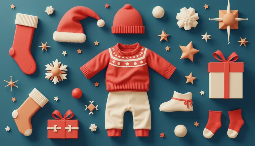 Illustration for baby boy christmas outfit